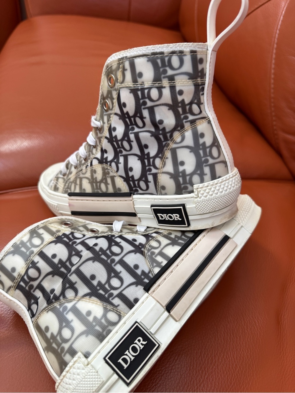 Dior Black & White Oblique High-Top Sneakers, - Picture 2 of 9
